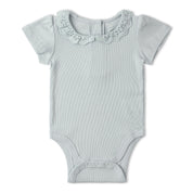 Organic Lace Collar Onesie & Tights Set - Fog - Makemake Organics