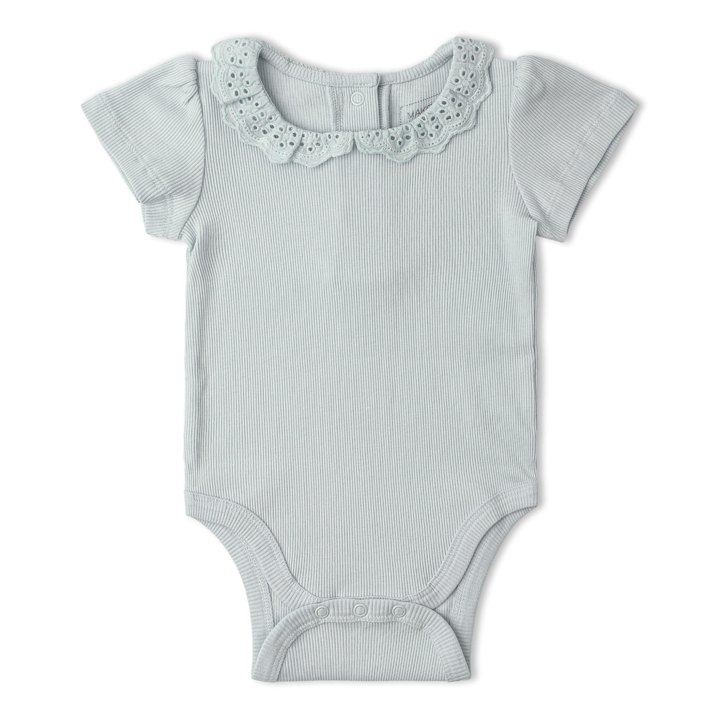 Organic Lace Collar Onesie & Tights Set - Fog - Makemake Organics