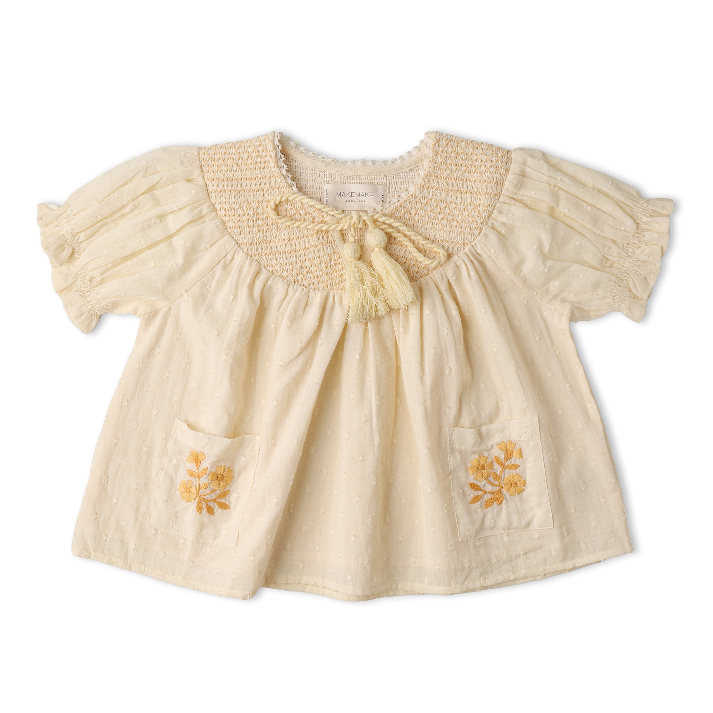 Organic Smocked Top & Shorts Set - Butter Yellow - Makemake Organics