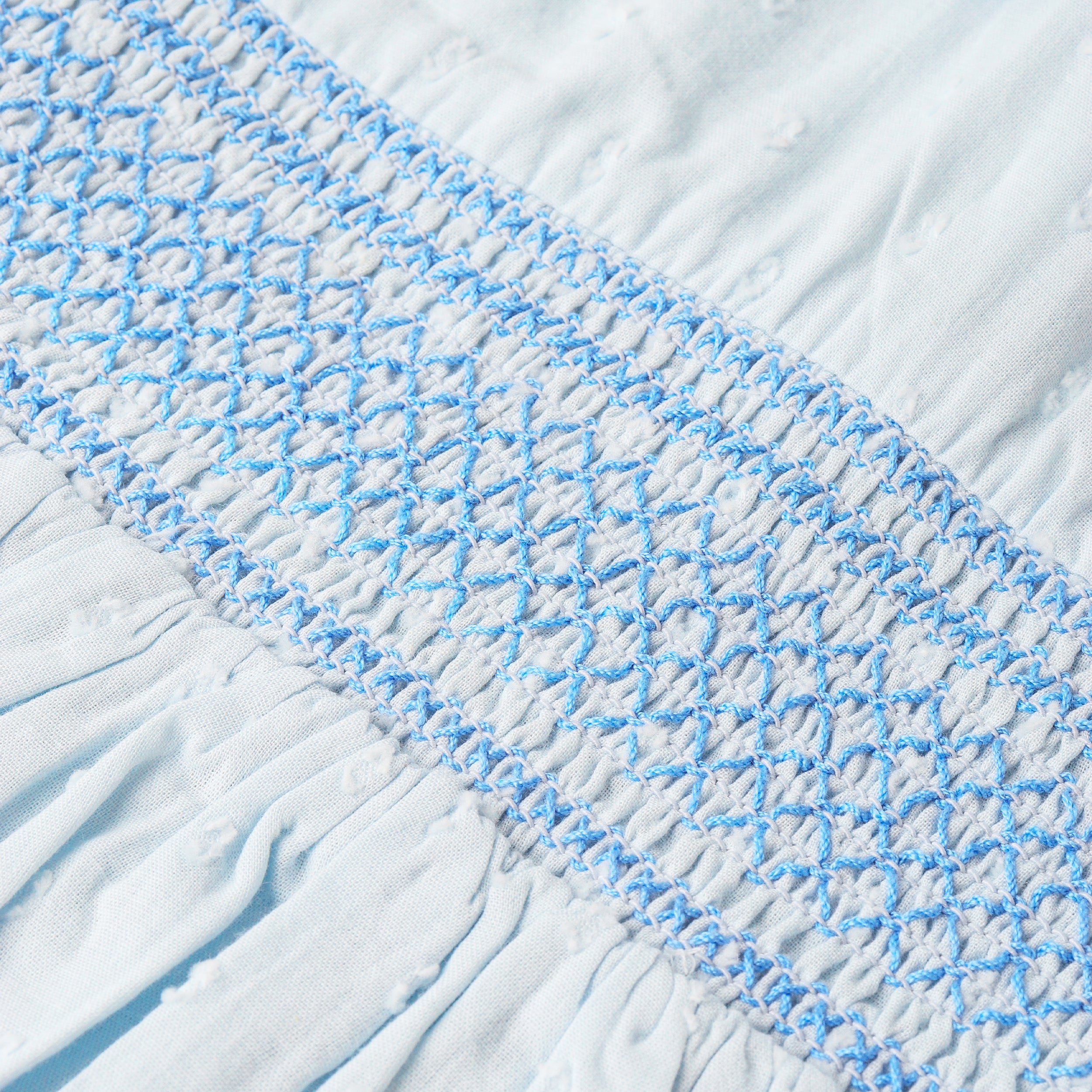 Organic Smocked Collar Dress - Light Blue - Makemake Organics