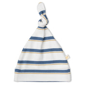 Organic Kimono Knotted Sleep Gown - Navy Stripe