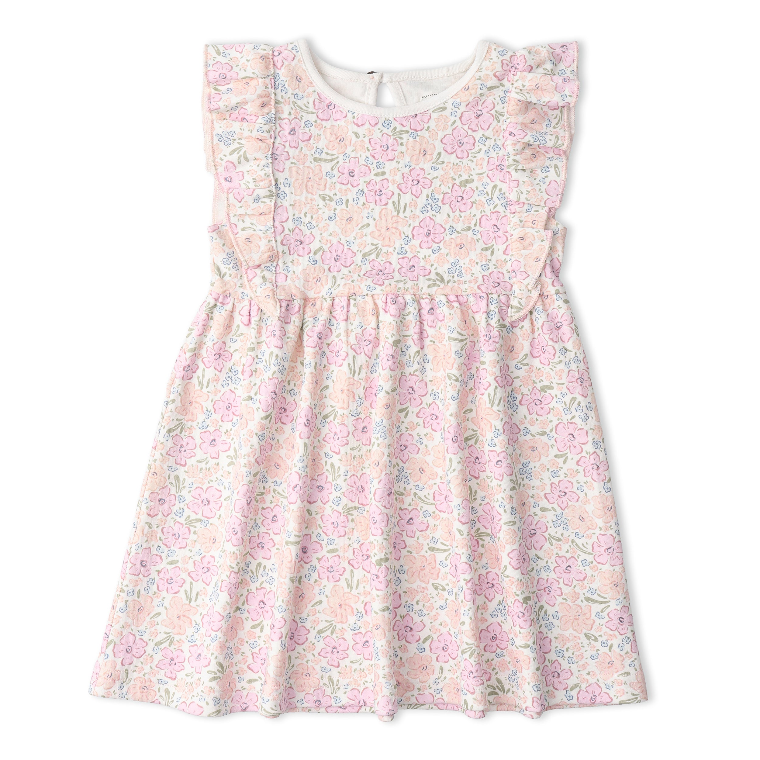 Organic Flutter Dress - Peony - Makemake Organics
