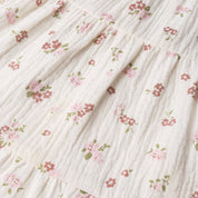 Organic Sleeveless Ruffle Bubble Romper - Blush Floral - Makemake Organics