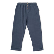 Organic Tee & Foldover Pants Set - Midnight Check
