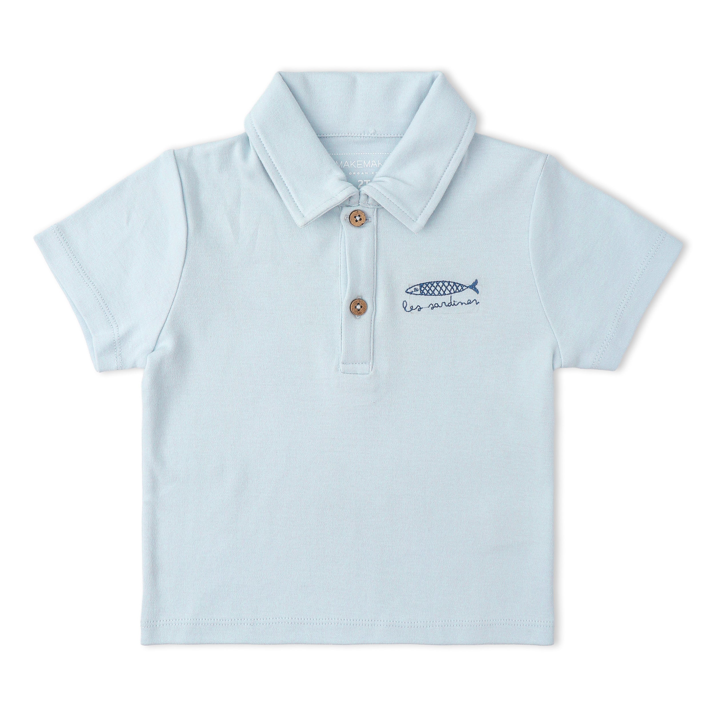Organic Polo Shirt & Shorts Set - Light Blue - Makemake Organics