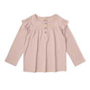 Organic Ruffle Sleeve Top Set of 2 - Petal Whispers + Dusty Rose