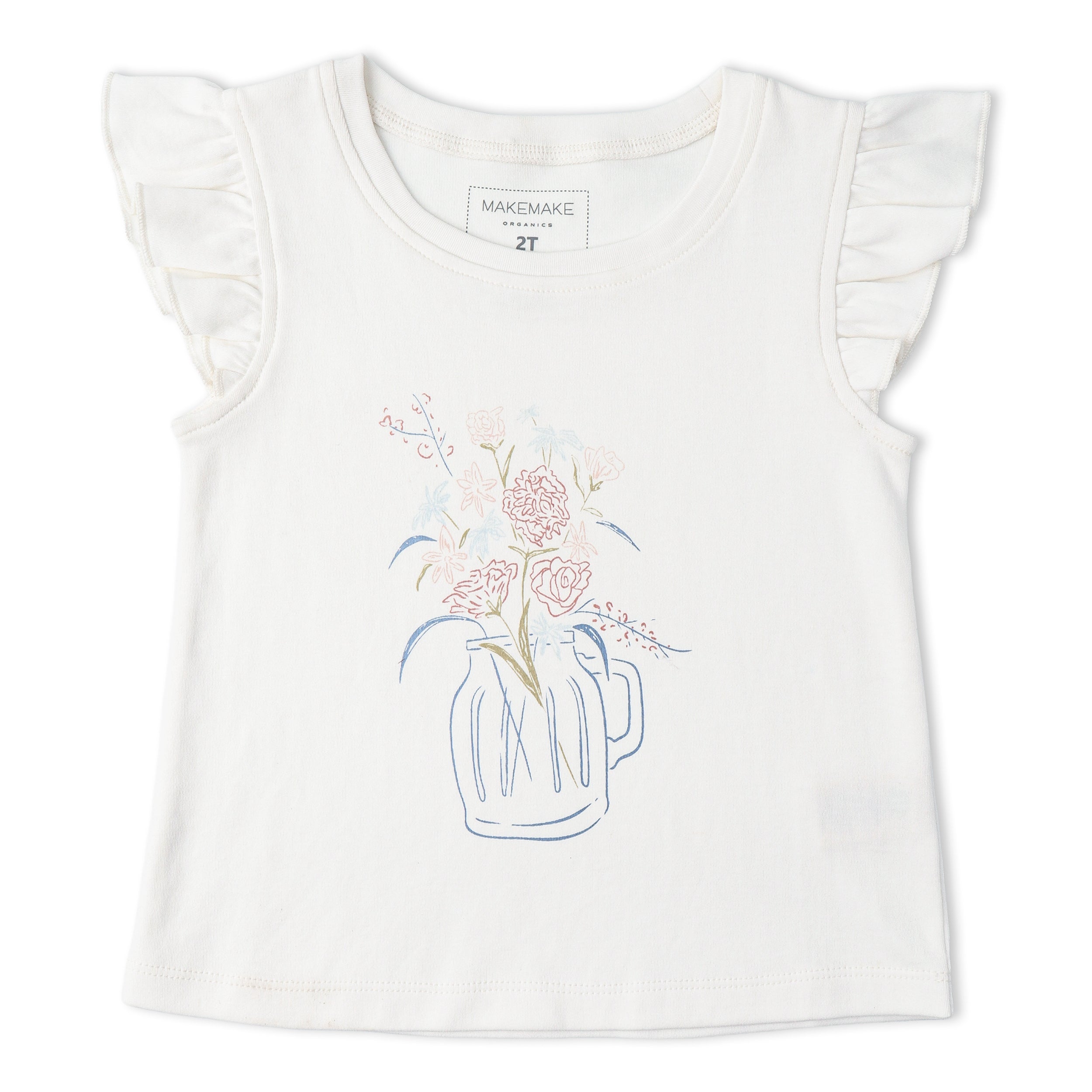 Organic Sleeveless Flutter Top & Shorts Set - Spring Floral - Makemake Organics