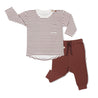 Organic Long Sleeve Tee & Pant Set - Plum Stripes - Makemake Organics