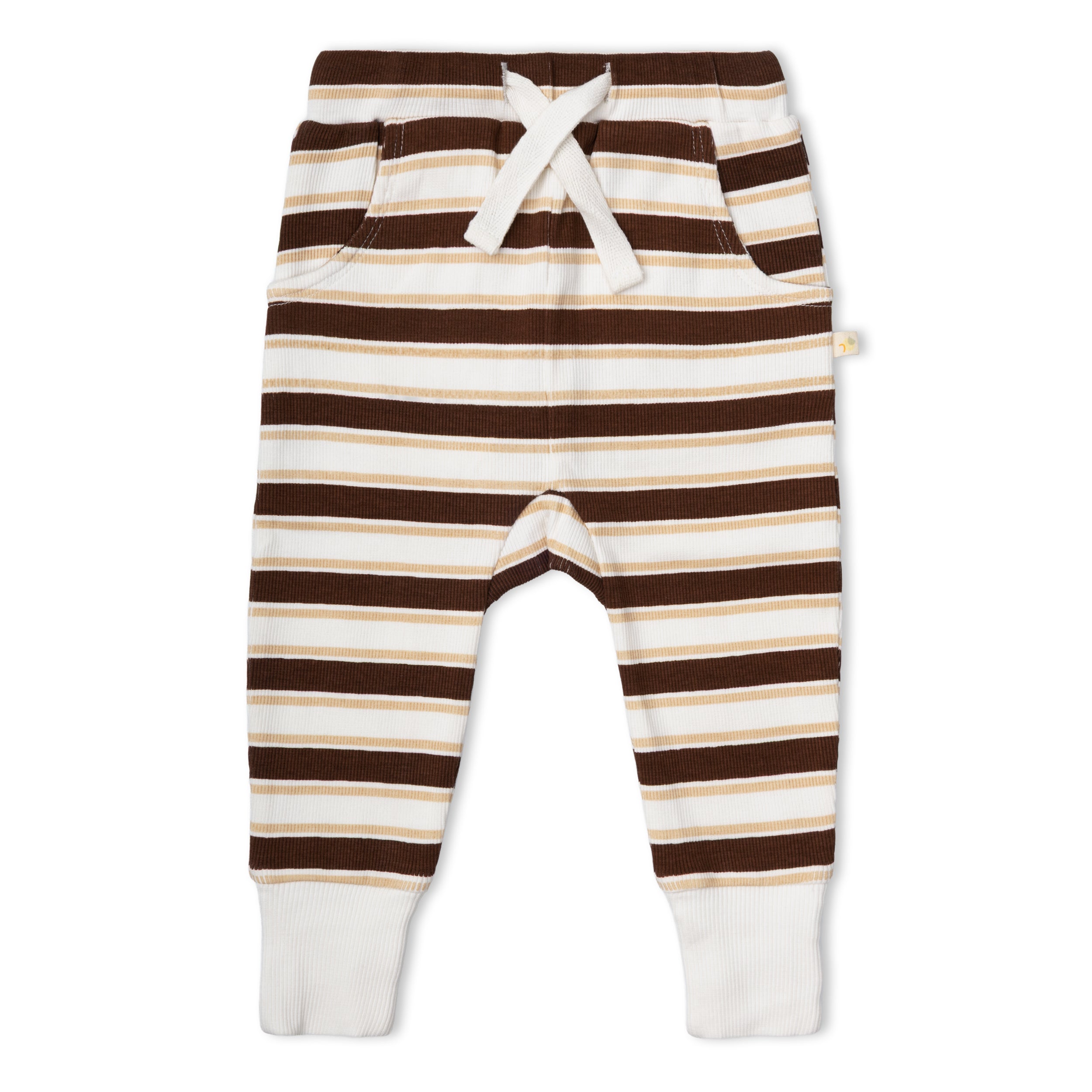 Organic Kimono Onesie & Pants Set - Cocoa Stripe