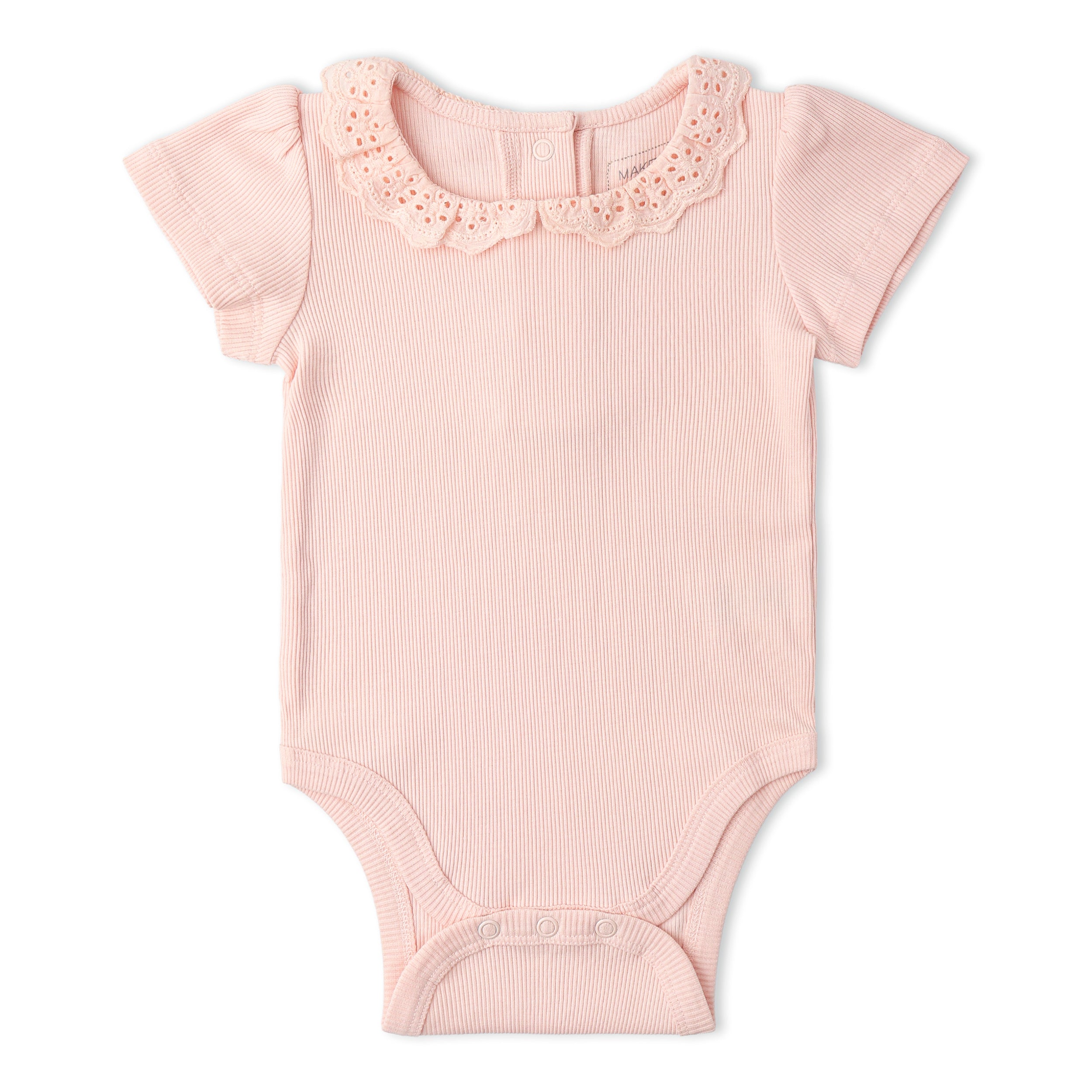 Organic Lace Collar Onesie & Tights Set - Blush - Makemake Organics