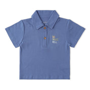 Organic Polo Shirt & Shorts Set - Slate - Makemake Organics