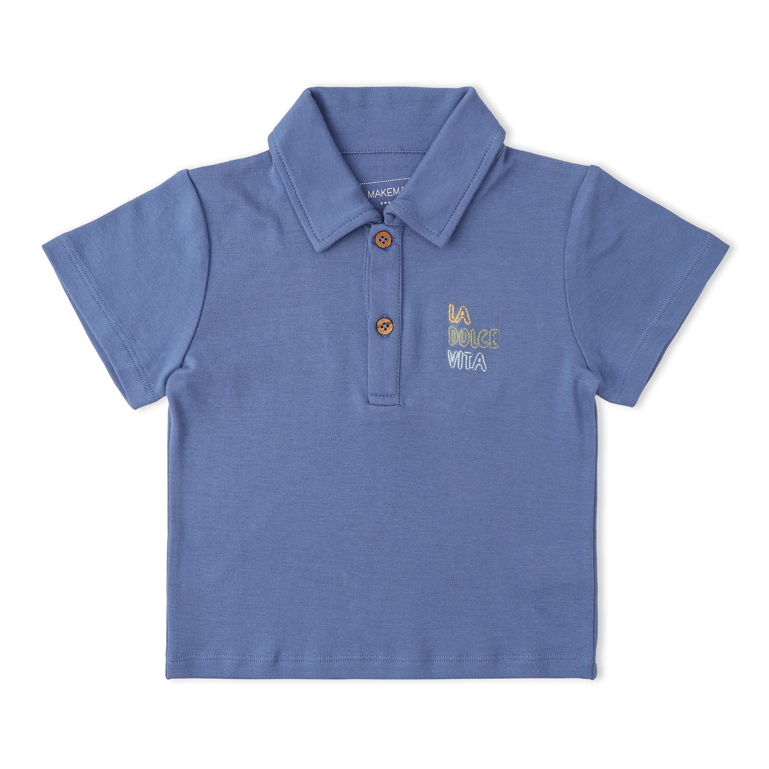 Organic Polo Shirt & Shorts Set - Slate - Makemake Organics