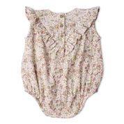 Organic Sleeveless Ruffle Bubble Romper - Pastel Bloom - Makemake Organics