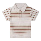 Organic Collar Tee & Shorts Set - Terra Stripes - Makemake Organics