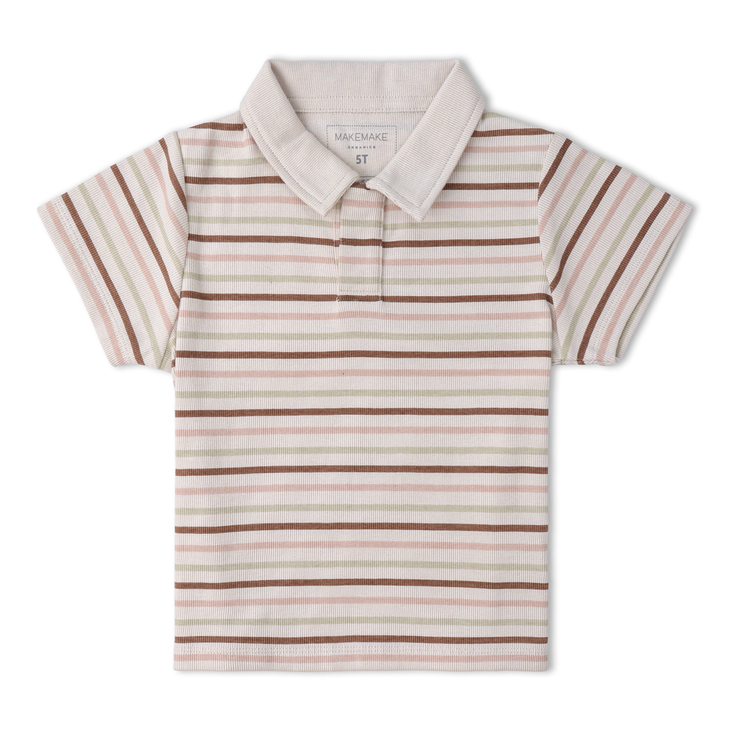 Organic Collar Tee & Shorts Set - Terra Stripes - Makemake Organics
