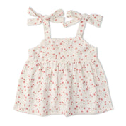 Organic Tie Up Top & Shorts Set - Pink  Bloom - Makemake Organics