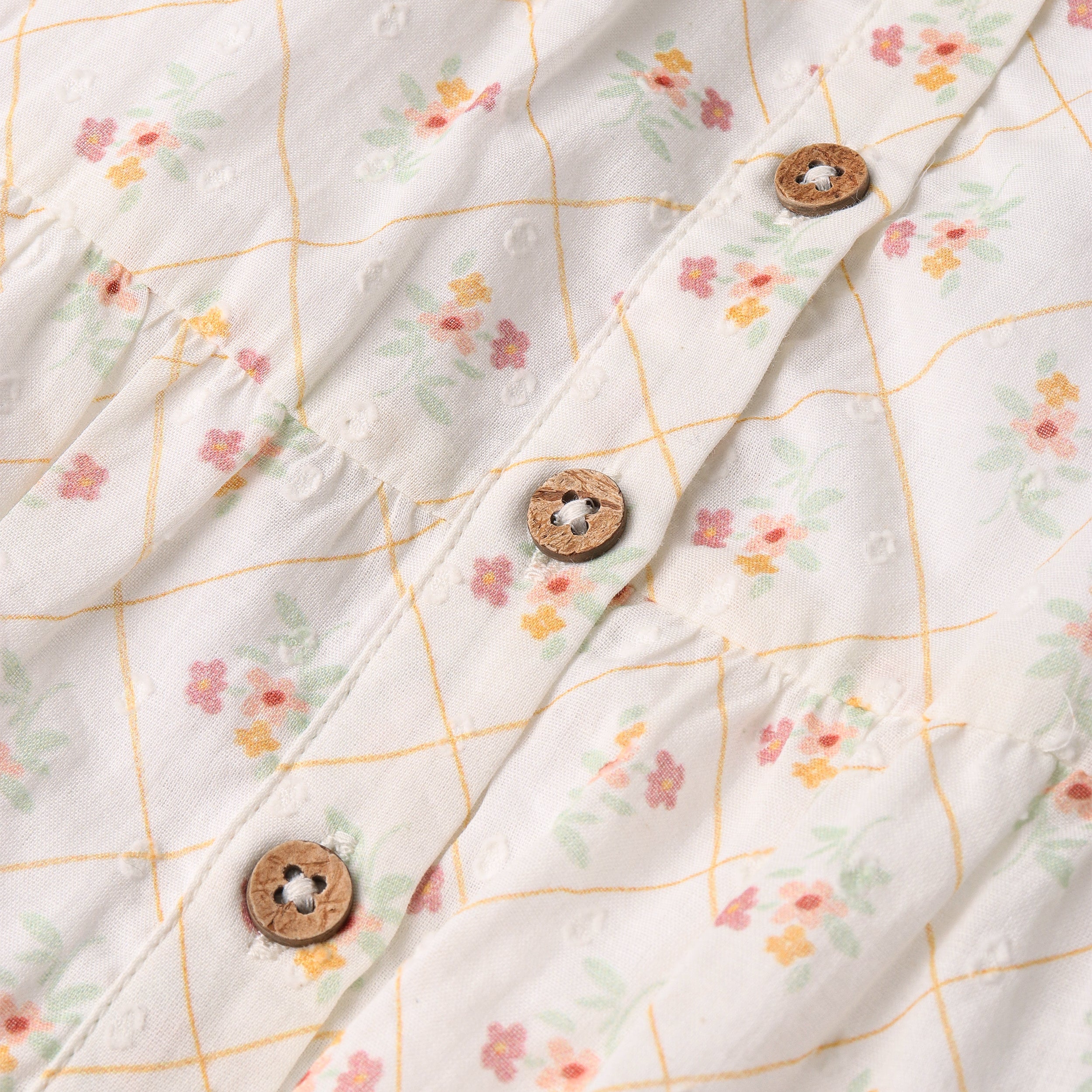 Organic Flutter Buttoned Tiered Dress - Spring Weave - Makemake Organics