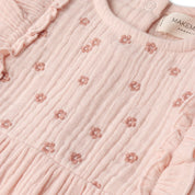 Organic Embroidered Ruffle Romper - Blush - Makemake Organics