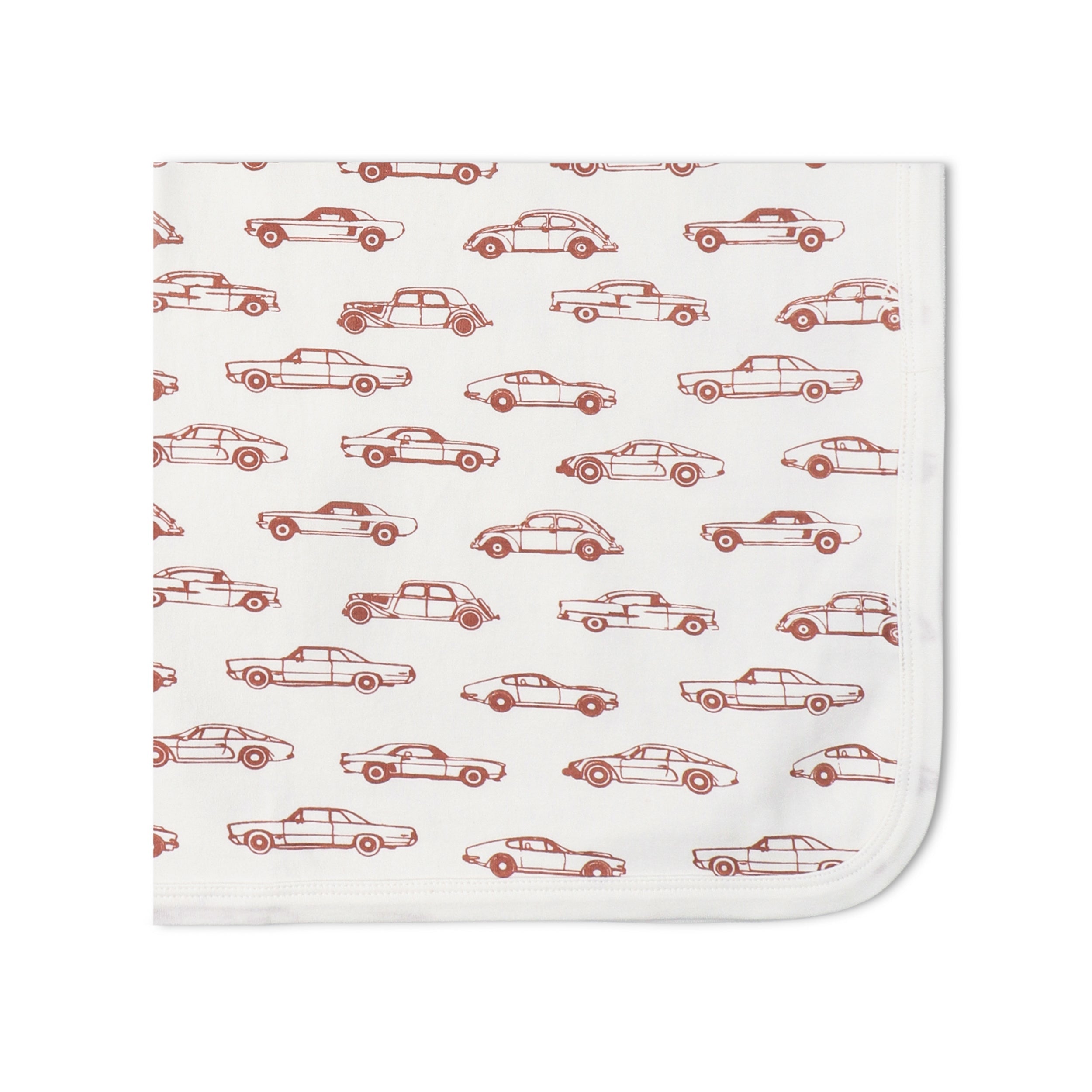 Organic Swaddle Blanket & Hat Set - Cars - Makemake Organics