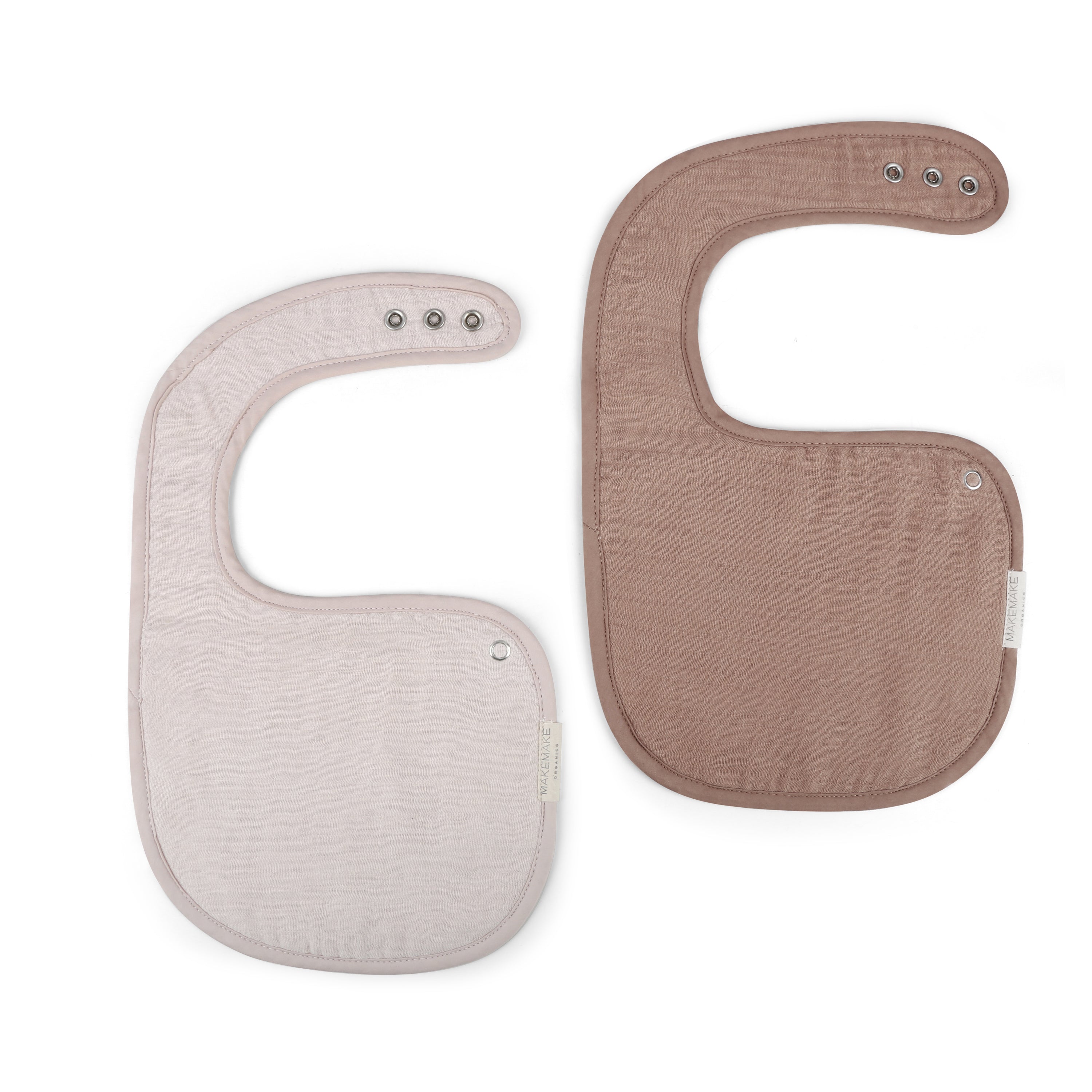 Organic Baby Bibs Muslin - Blush Oat & Pecan - Makemake Organics