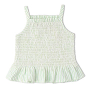 Organic Smocked Top And Bloomer Set - Basil Stripes - Makemake Organics