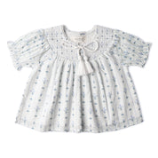 Organic Smocked Top & Shorts Set - Blue Vines - Makemake Organics