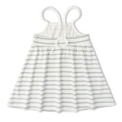 Organic Tie-Back Strap Dress - Fog Stripes - Makemake Organics