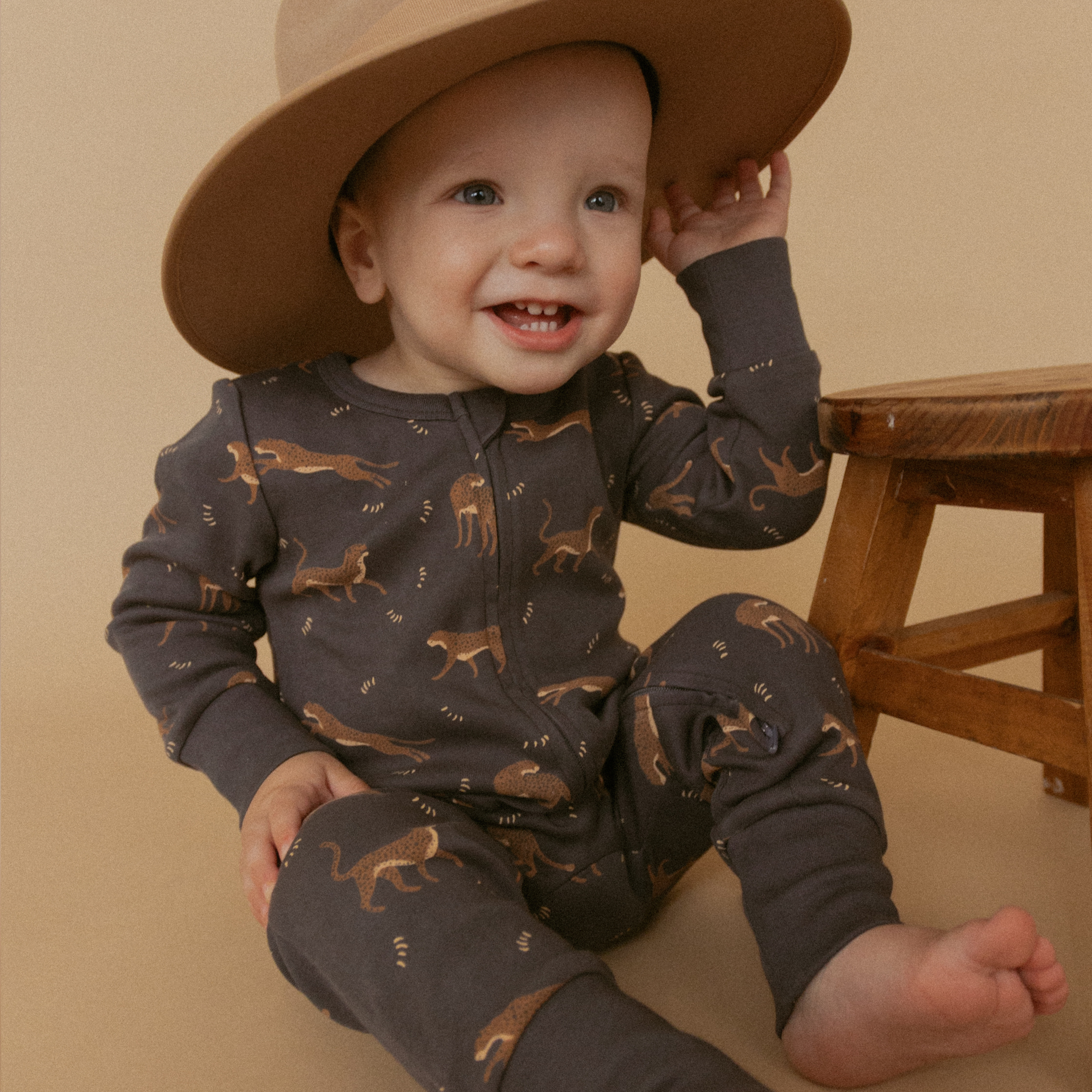 Organic 2-Way Zip Romper - Leopard - Makemake Organics