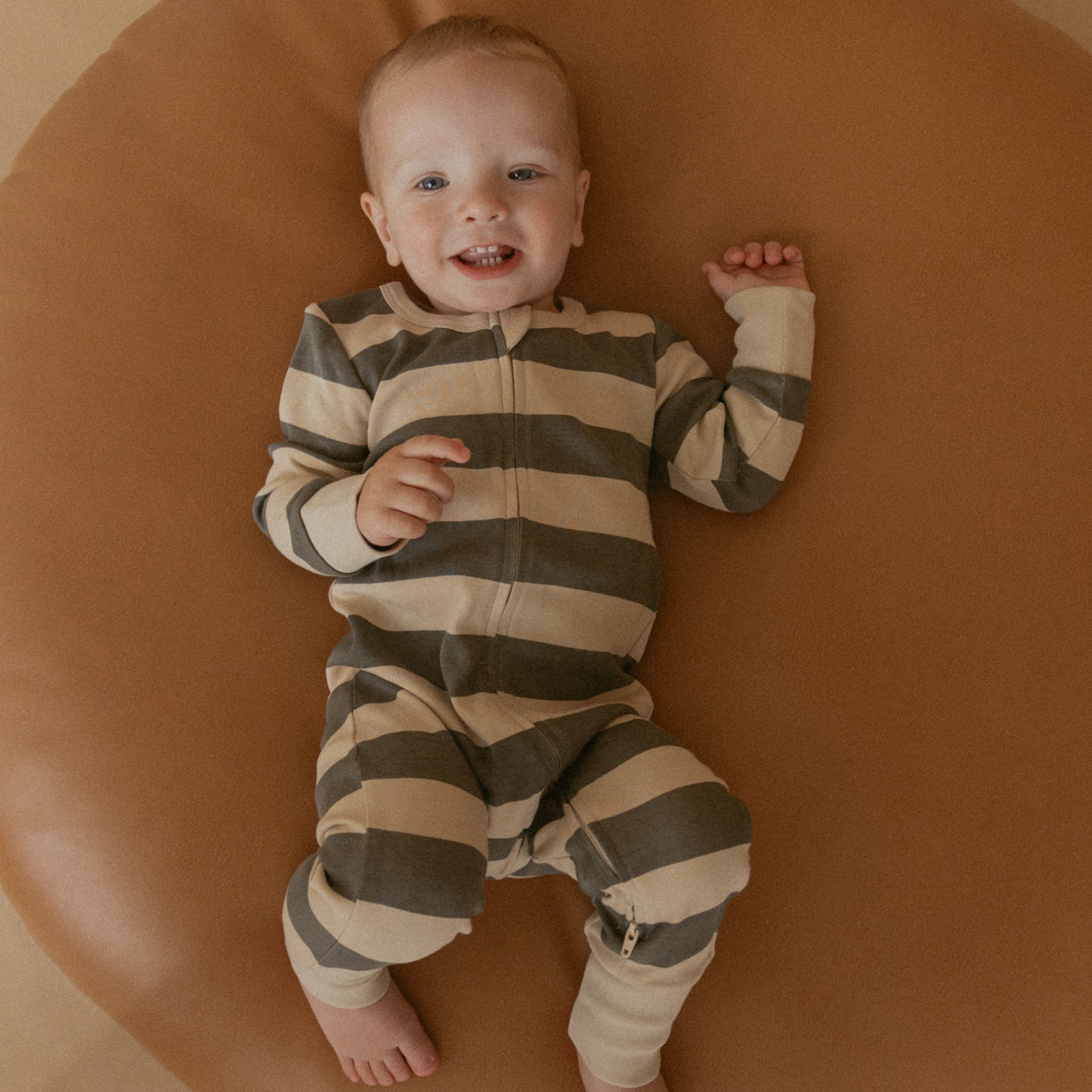 Organic 2-Way Zip Romper - Bold Stripes - Makemake Organics