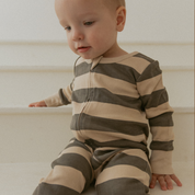 Organic 2-Way Zip Romper - Bold Stripes - Makemake Organics
