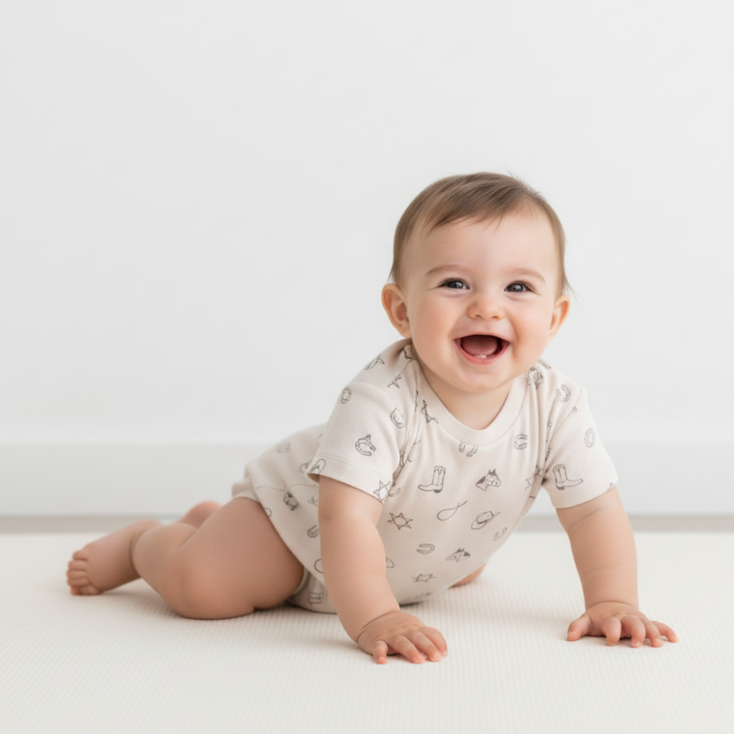 Organic Short Sleeve Bubble Romper - Rodeo - Makemake Organics