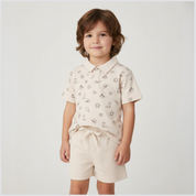 Organic Collar Tee & Shorts Set - Rodeo - Makemake Organics