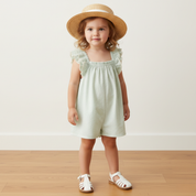 Organic Flutter Jumpsuit - Basil Stripes - Makemake Organics