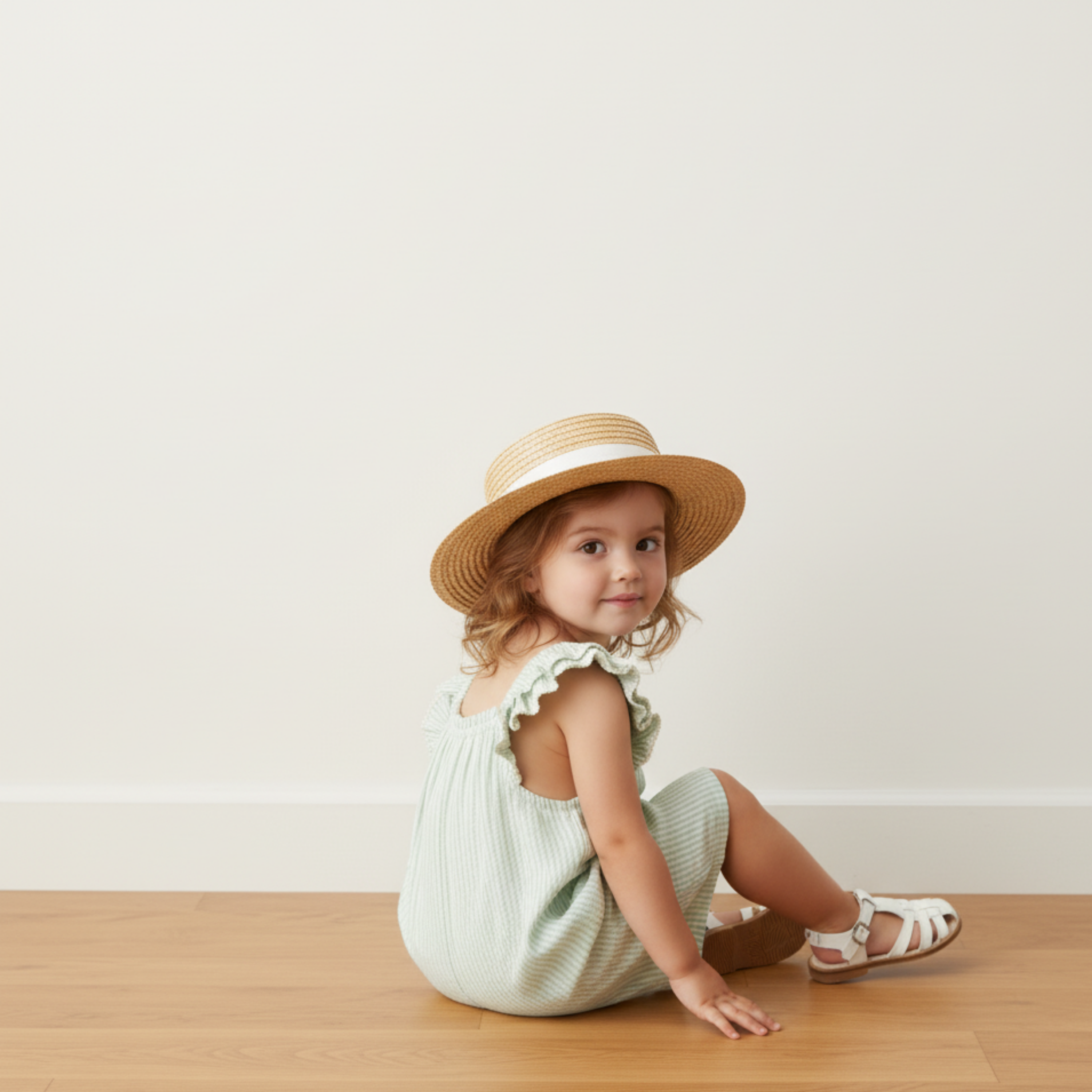 Organic Flutter Jumpsuit - Basil Stripes - Makemake Organics