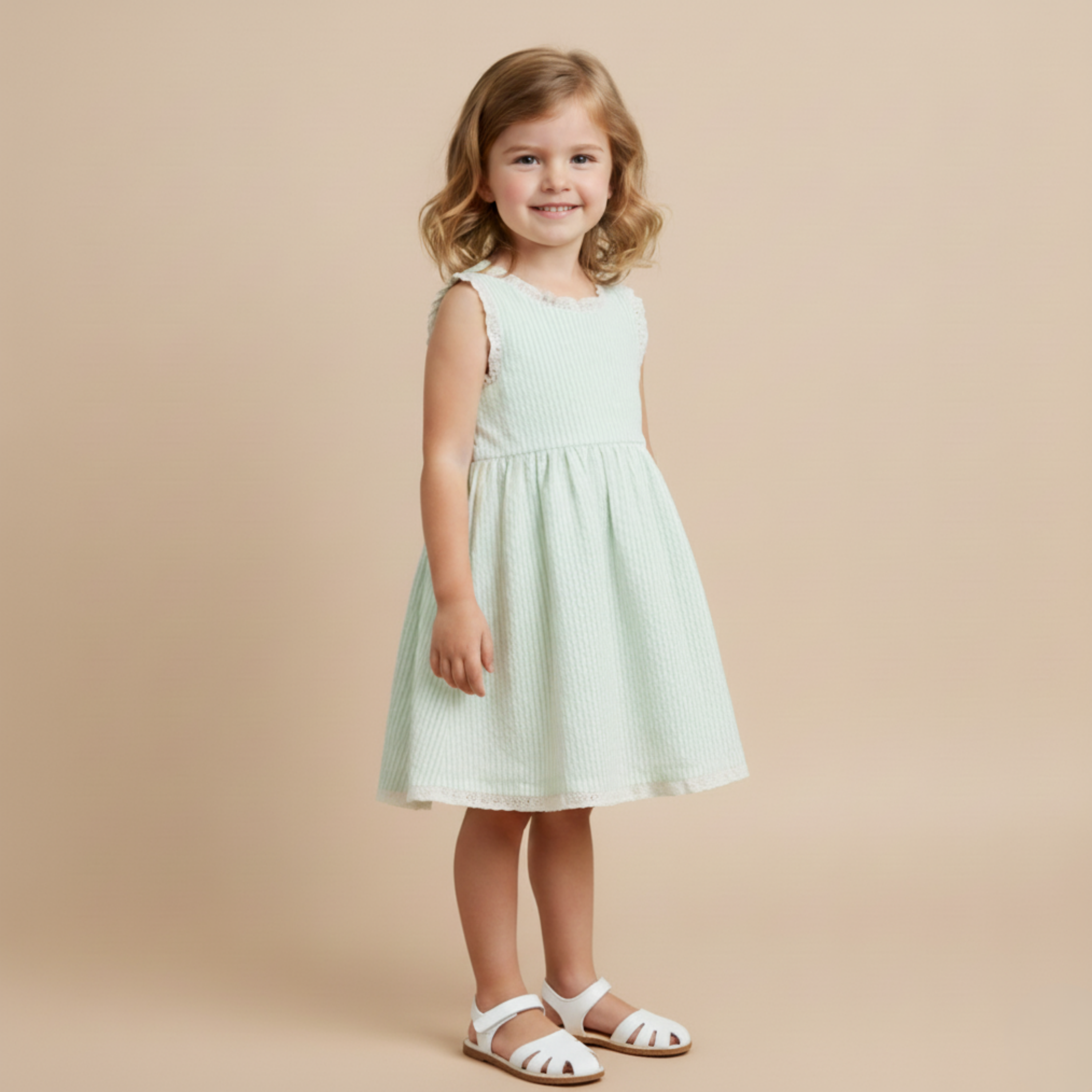 Organic Cross Back Dress - Basil Stripes - Makemake Organics