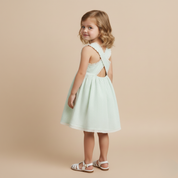Organic Cross Back Dress - Basil Stripes - Makemake Organics