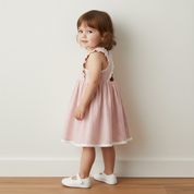 Organic Cross Back Dress - Coral Stripes - Makemake Organics