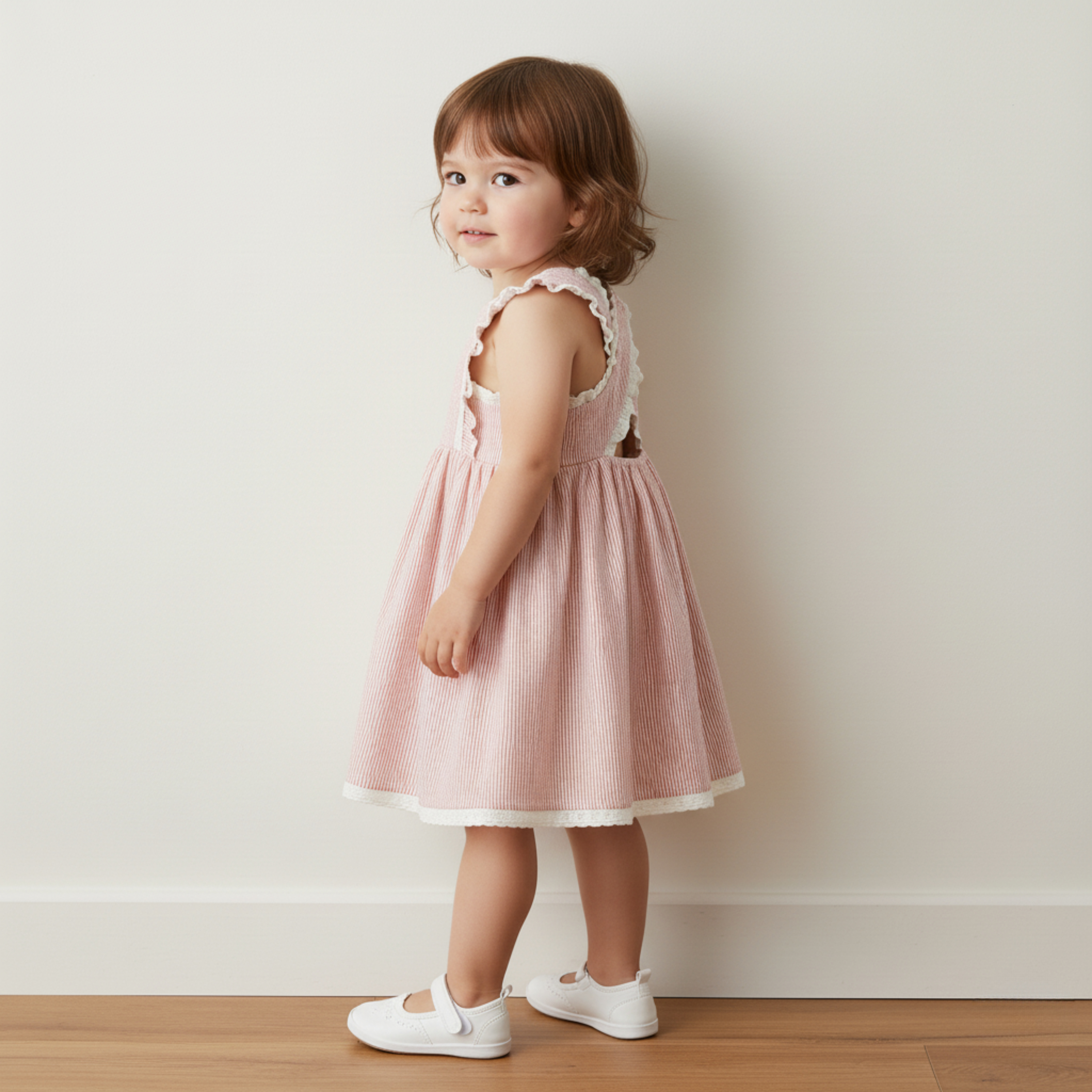 Organic Cross Back Dress - Coral Stripes - Makemake Organics