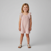 Organic Flutter Jumpsuit - Coral Stripes - Makemake Organics