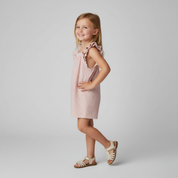 Organic Flutter Jumpsuit - Coral Stripes - Makemake Organics