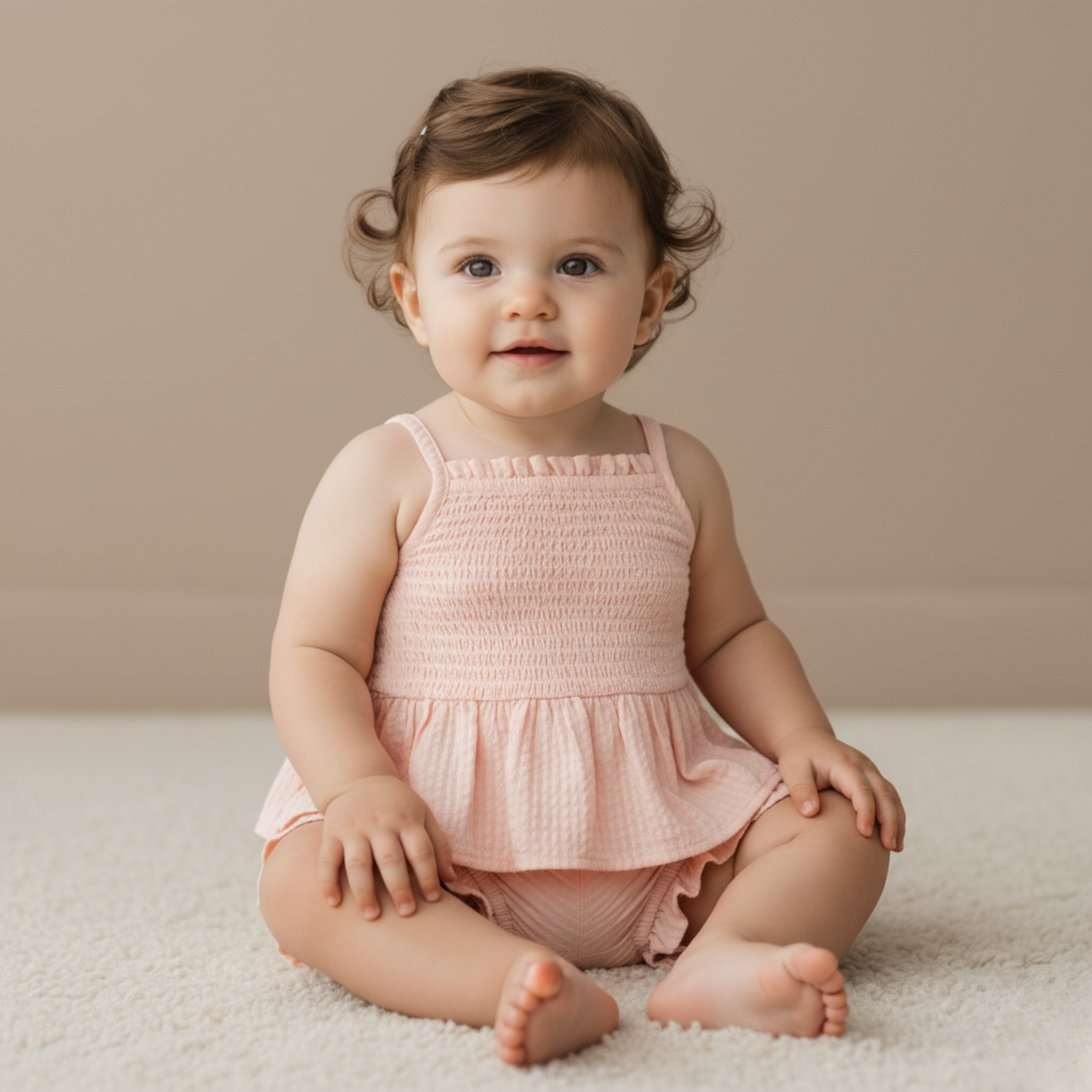 Organic Smocked Top And Bloomer Set - Blush - Makemake Organics