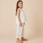Organic Eyelet Top And Pant Set - Ivory Eyelet - Makemake Organics