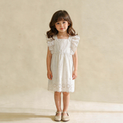 Organic Eyelet Flutter Dress - Ivory Eyelet - Makemake Organics