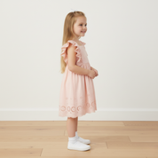 Organic Eyelet Flutter Dress - Blush Eyelet - Makemake Organics