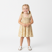 Organic Smocked Sundress - Yellow Blossom - Makemake Organics
