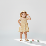 Organic Smocked Sundress - Yellow Blossom - Makemake Organics