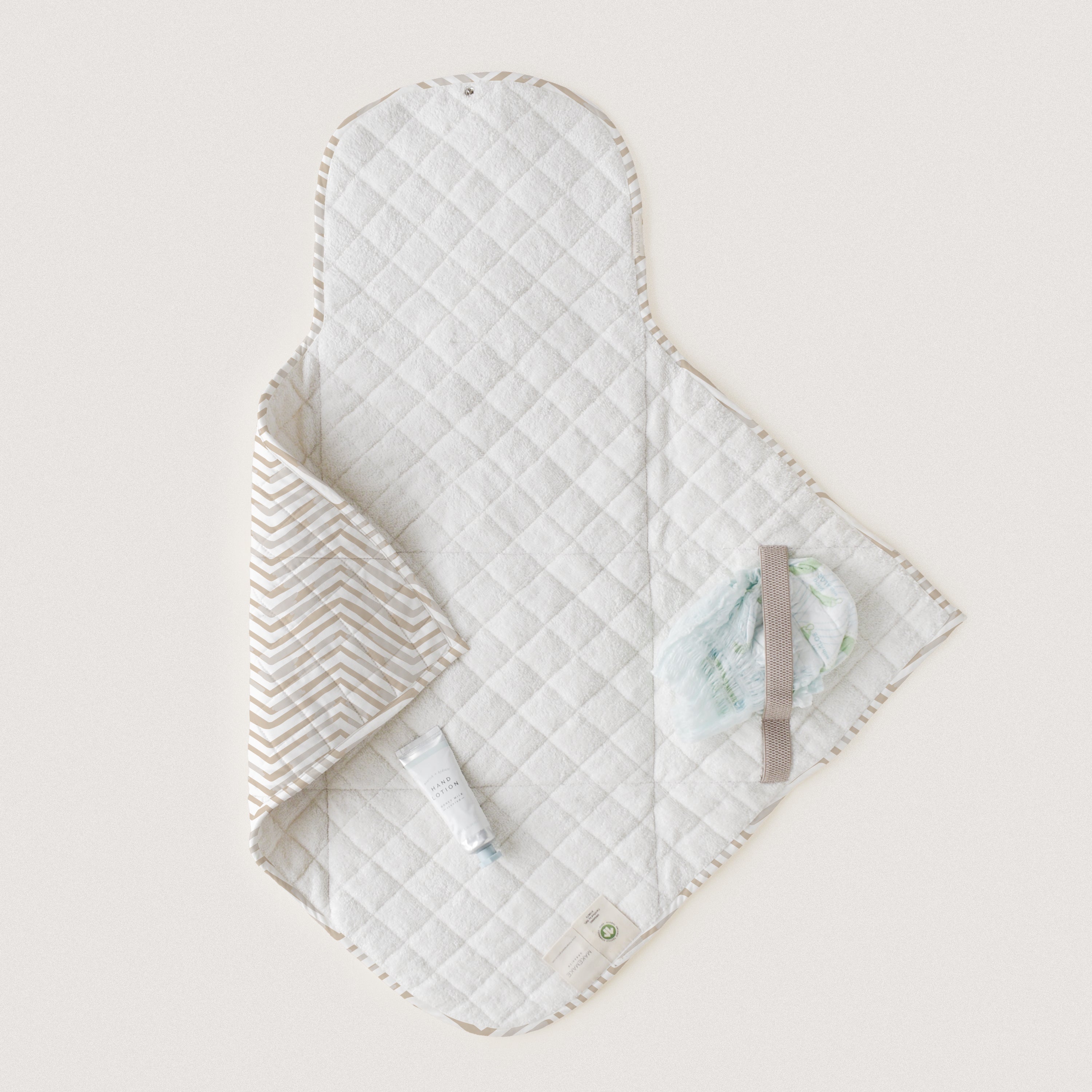Organic Portable Changing Mat - Herringbone - Makemake Organics