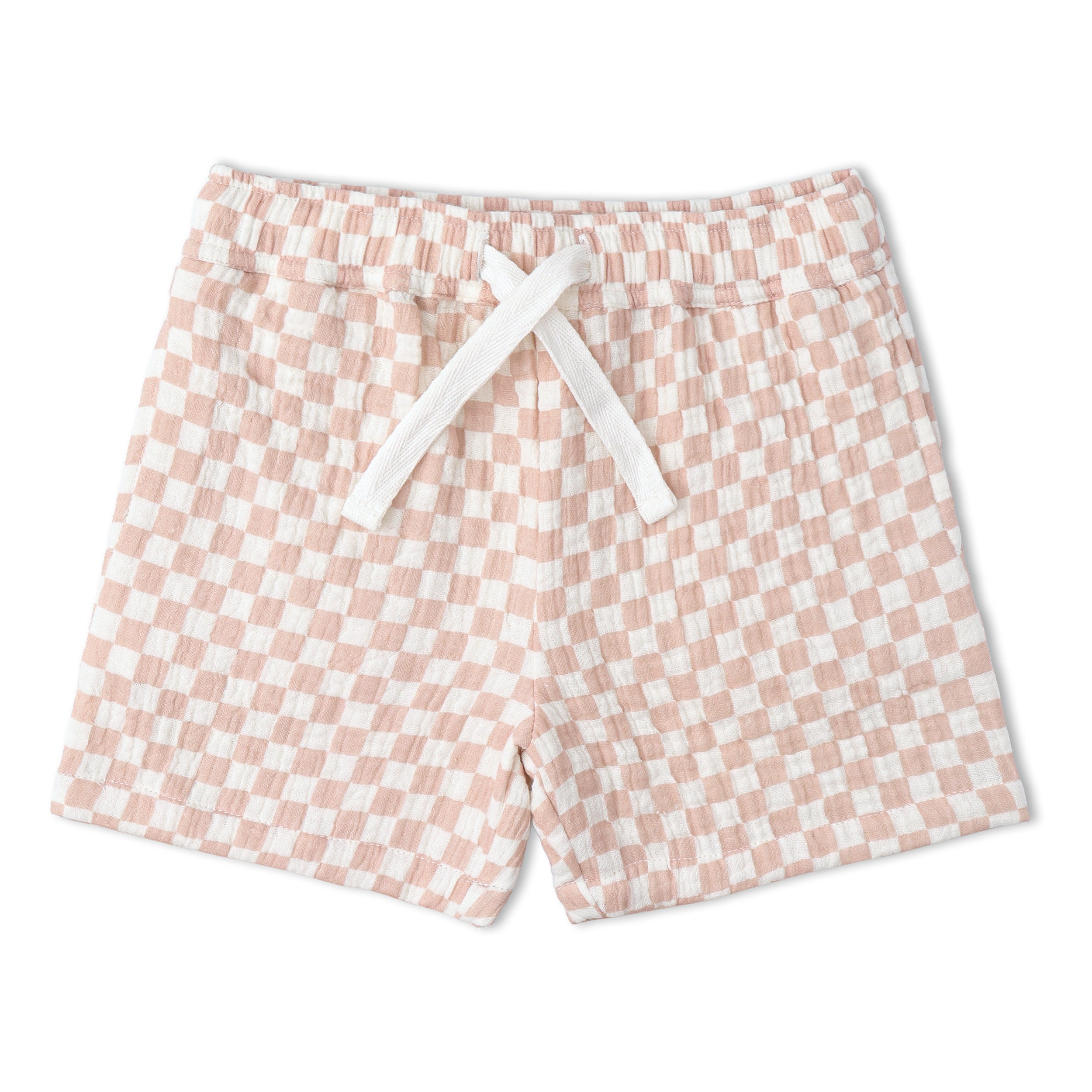 Organic Shirt & Shorts Set - Brick Checks - Makemake Organics
