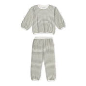 Organic Tee & Pant Slouch Set - Olive Stripes