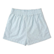 Organic Eyelet Flutter Top And Shorts Set - Light Blue Eyelet - Makemake Organics